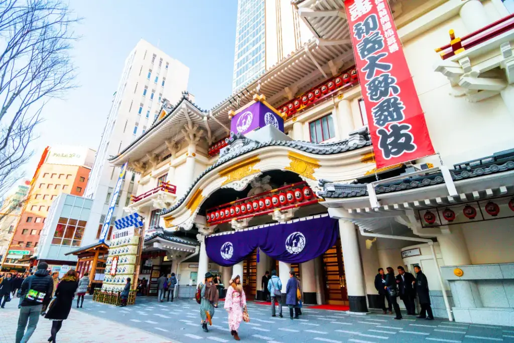 The outside of the Tokyo Kabukiza Theater in Japan.