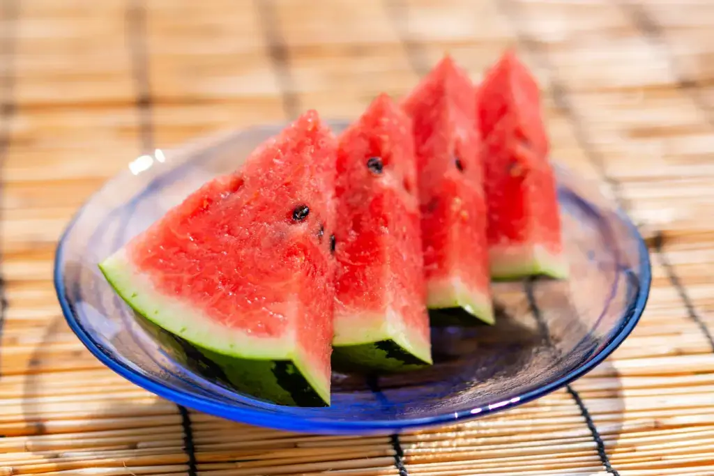 Slices of watermelon on a plate.