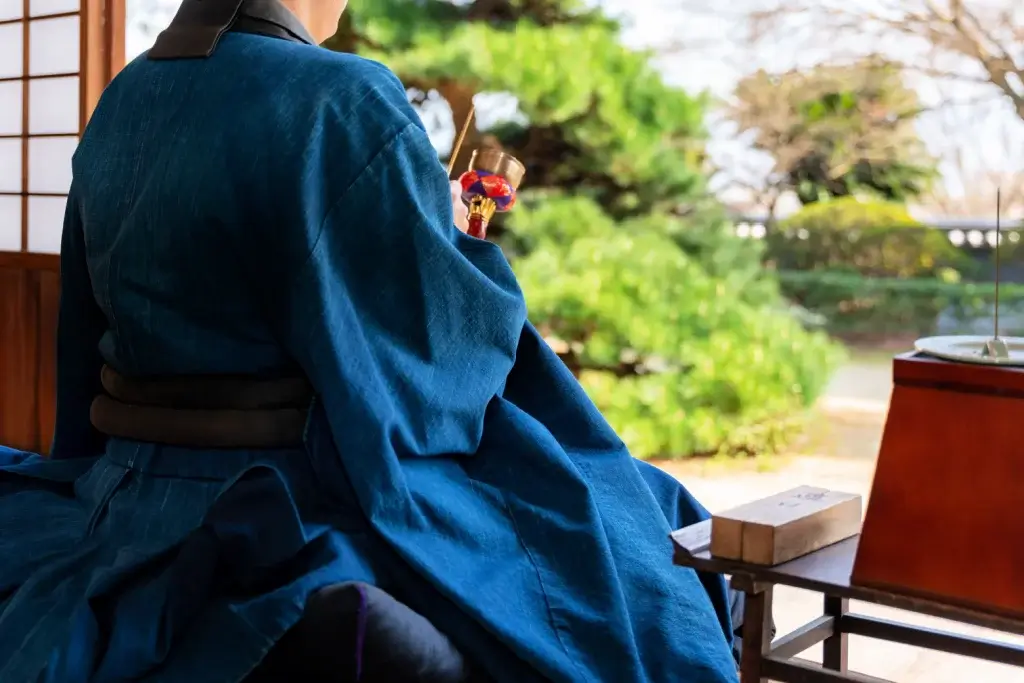 A monk resting during higan.