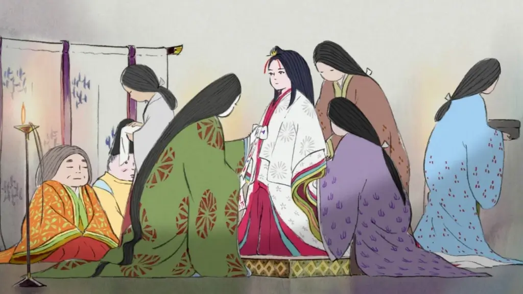 A scene from the movie "The Tale of Princess Kaguya".