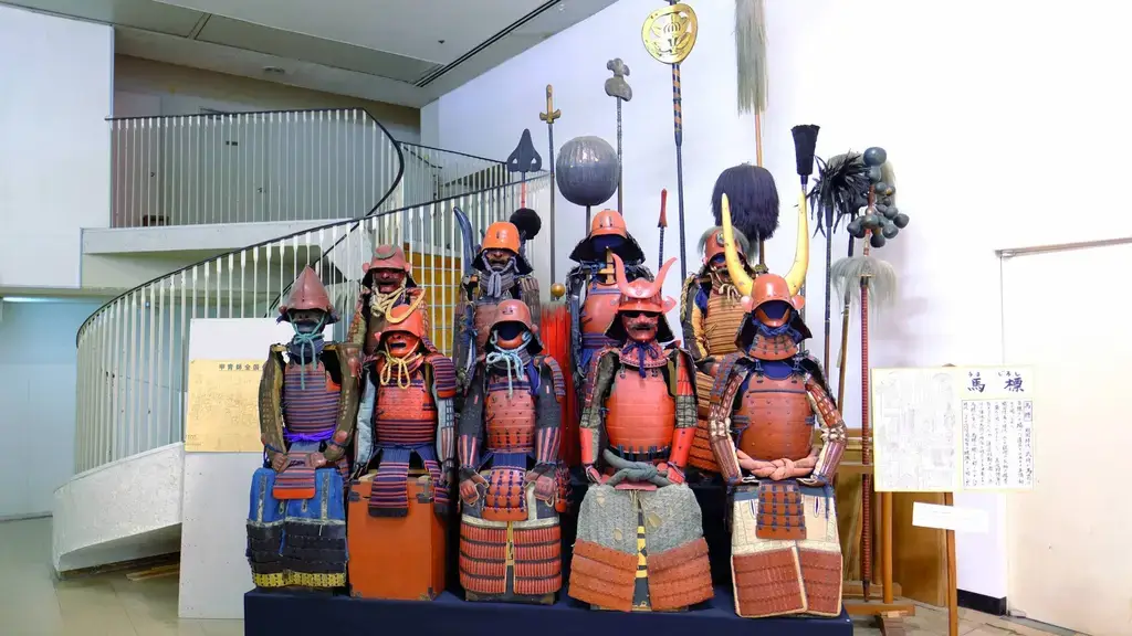 A display of miniature samurai armor in Tottori.