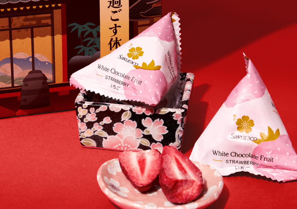 Japanese white chocolate fruit snack made by sakuraco 