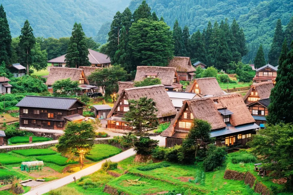 Traditional thatched roofs in Ainokura Gassho Traditional Village.