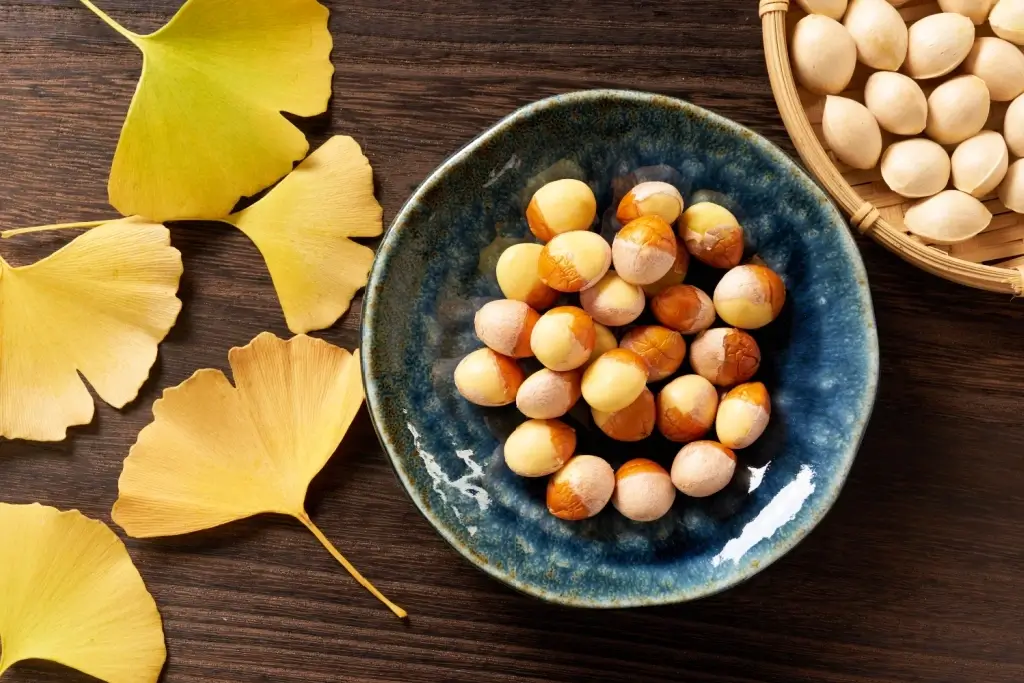 A bowl of ginkgo nuts.