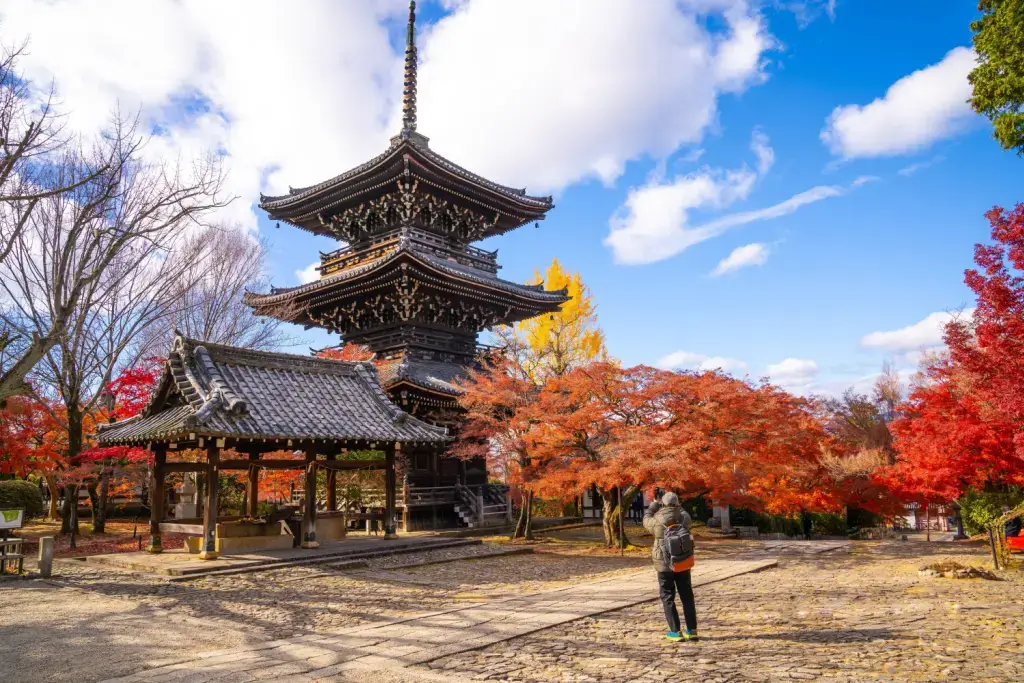 Shinnyodo Temple during the autumn season.