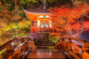 Daigo-ji Temple during the autumn koyo season in Kyoto.