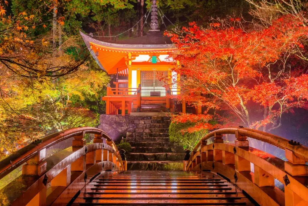 Daigo-ji Temple during the autumn koyo season in Kyoto.