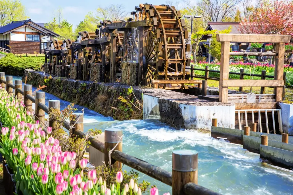 A water mill at Tonami Tulip Park.