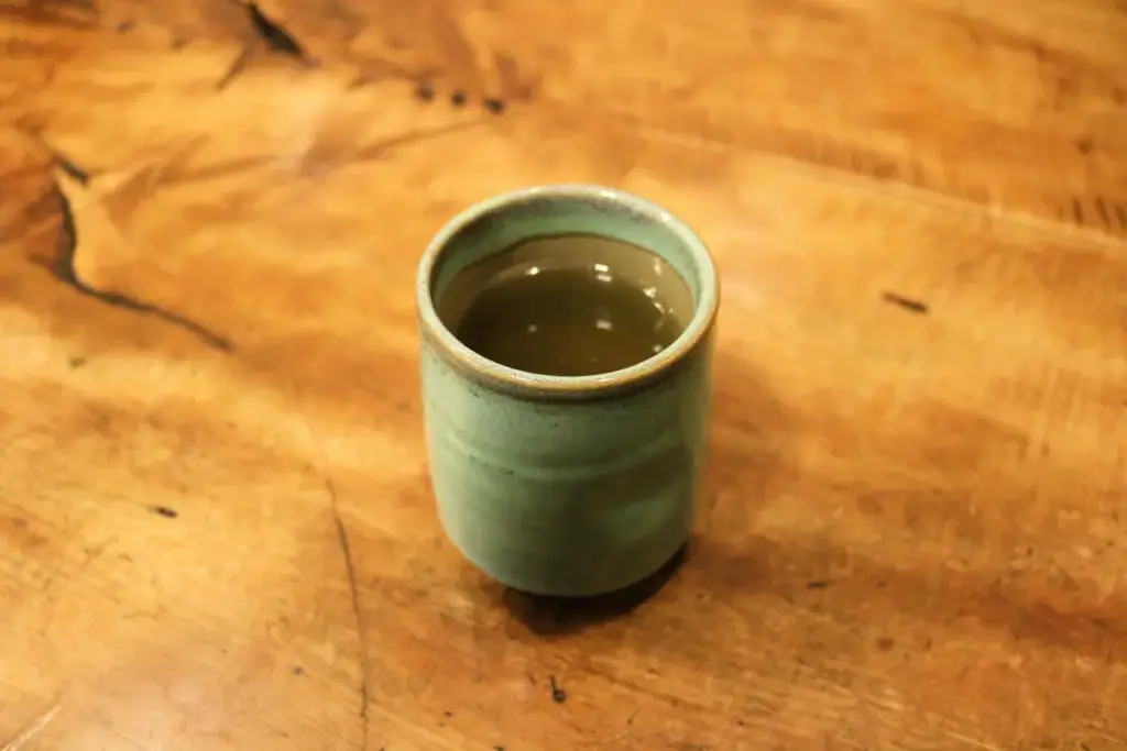 A yunomi teacup on the table.