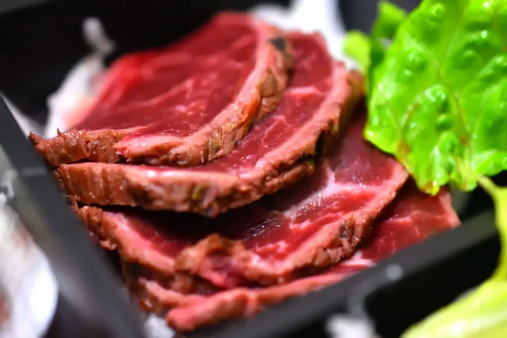 A plate of horse meat sashimi.