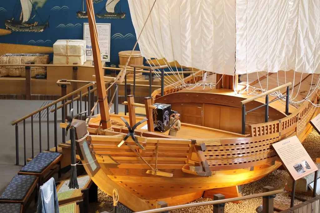 A model ship at the Kitamaebune Ship Museum.