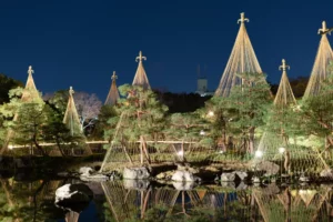 A wooden tree display in Nagoya's Shirotori Park.