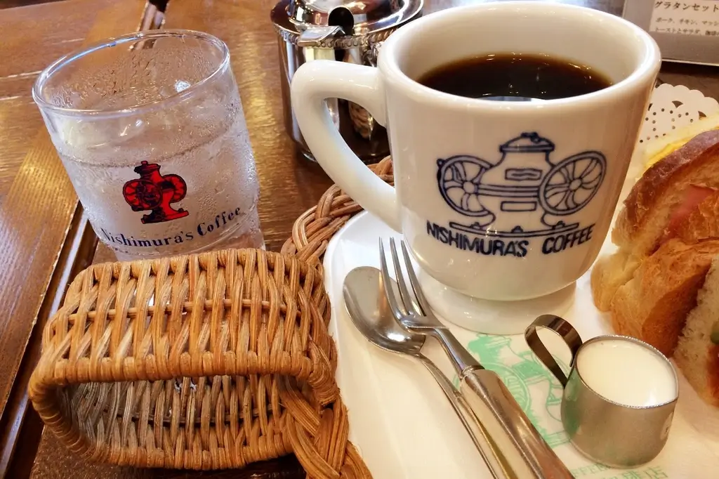 A cup of coffee at Nishimura Coffee.