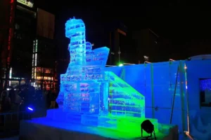 A scupture at the 68th Sapporo Snow Festival, a popular event on the Hokkaido Map.