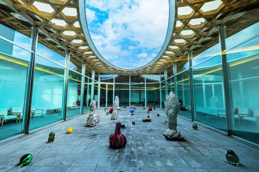 A modern art display at the Oita Prefectural Art Museum.