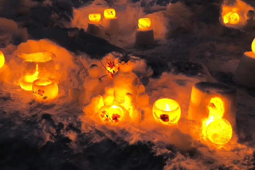 Beautiful lanterns at the Otaru Snow Light Path Festival at Hokkaido.