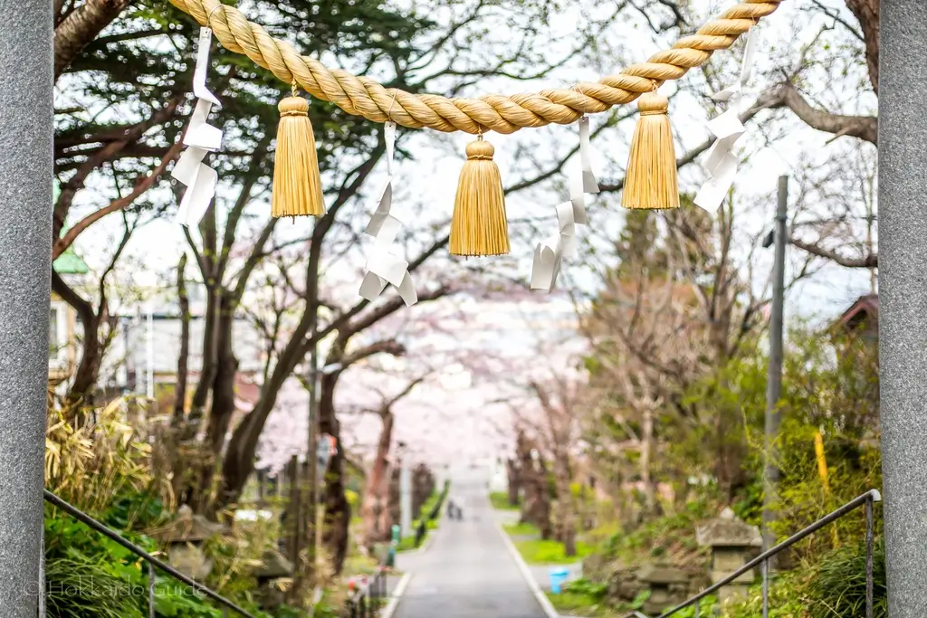 A large decorative rope near Sumiyoshi Shrine in Hokkaido.