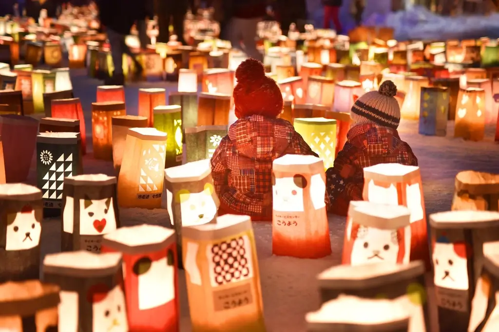 Lanterns at the Takikawa Snow Festival.