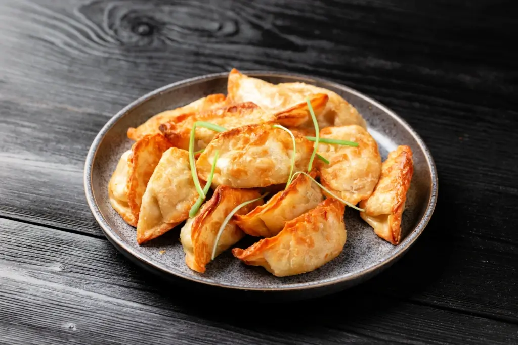 A plate of gyoza.