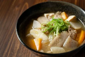 A bowl of tonjiru soup.