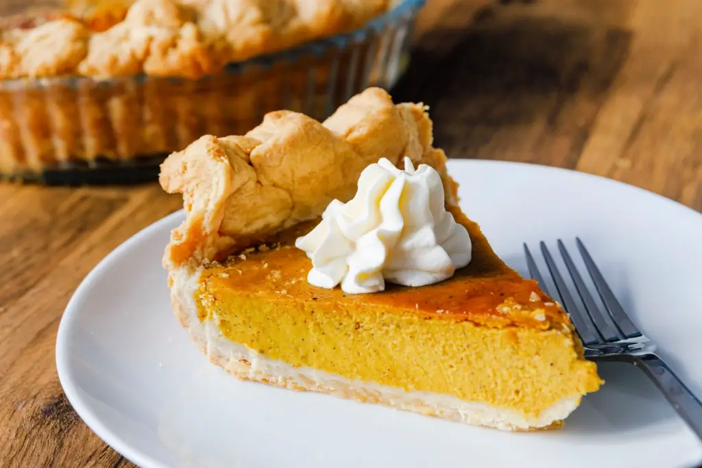 A slice of pumpkin pie.