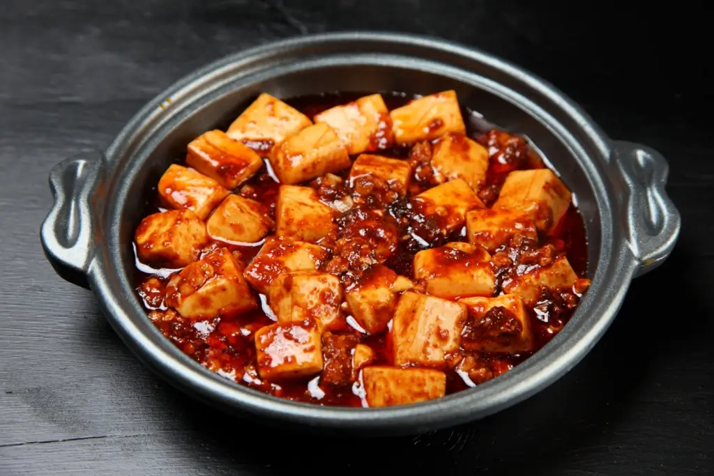 A bowl of mabo tofu.