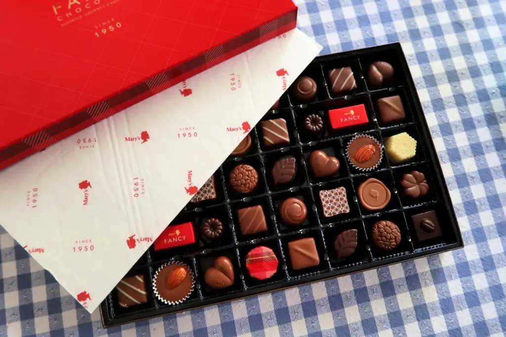 A box of Mary's Chocolate.