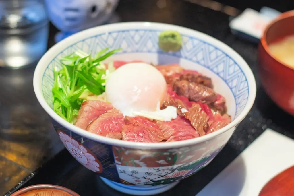 A bowl of red beef wagyu from Kumamoto.