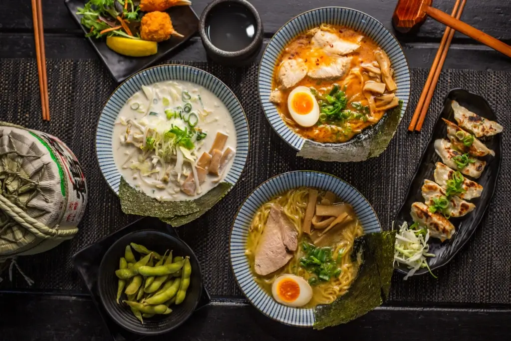 An assortment of Chinese-Japanese food.