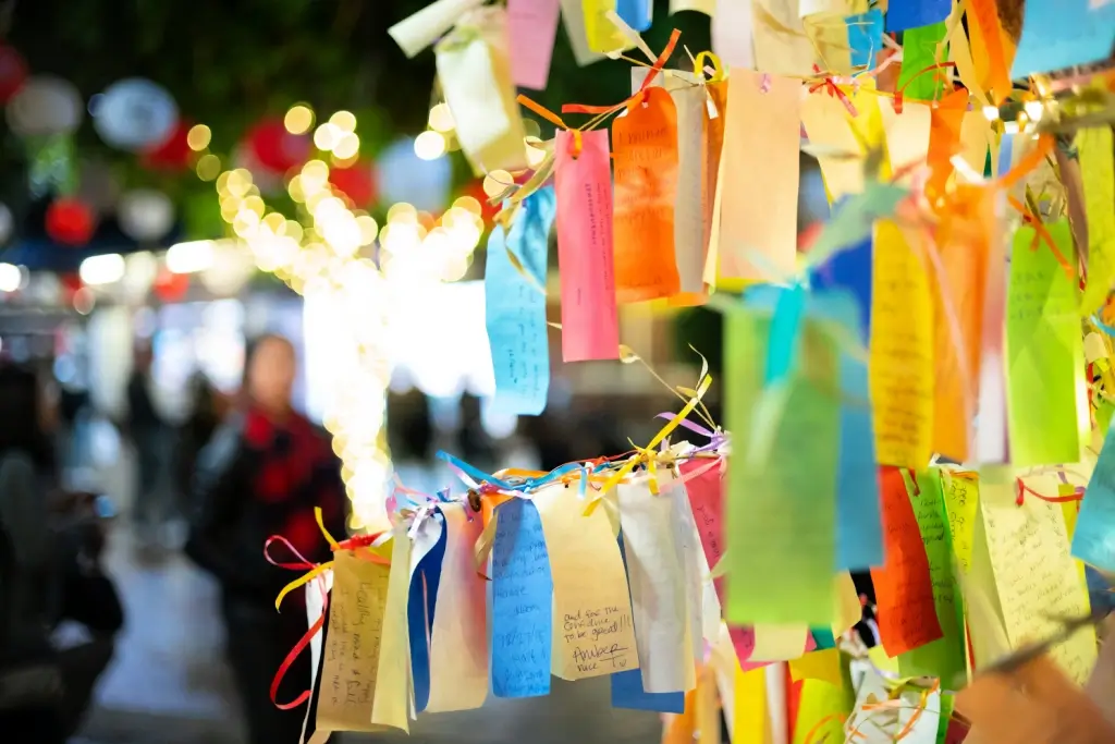 A tanabata wish tree in the summer.