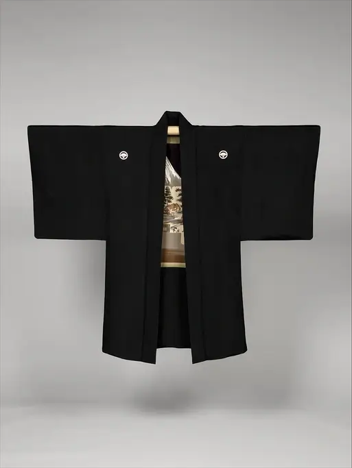 A black silk haori jacket.