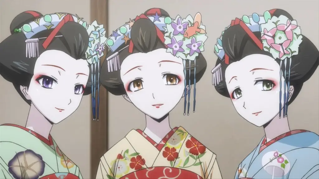 Three apprentice maiko from "Mitsuwano".