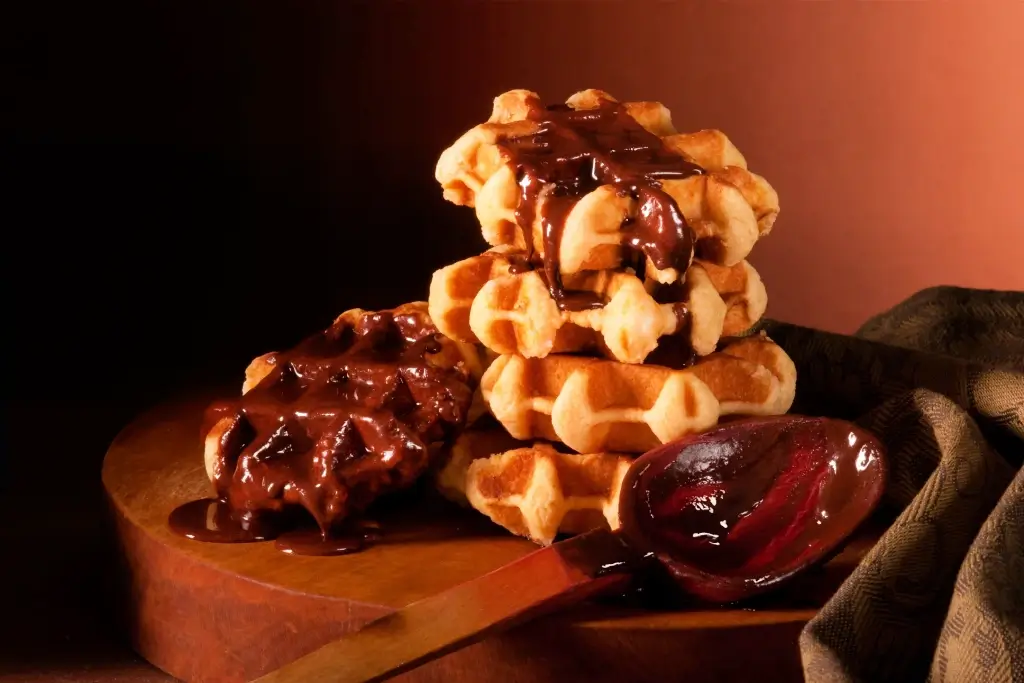 A plate of Belgian waffles.