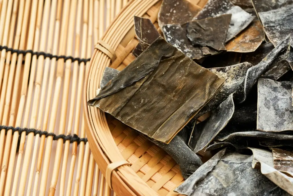 A plate of kombu seaweed.