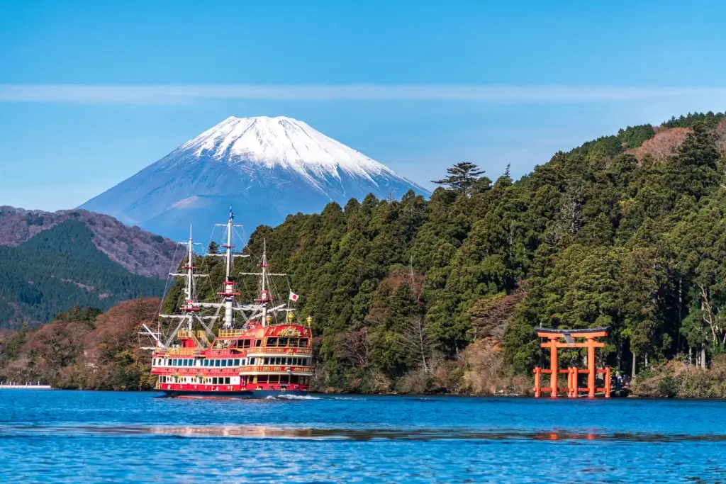 The Hakone Sightseeing Cruise boat on Lake Ashi in Hakone.