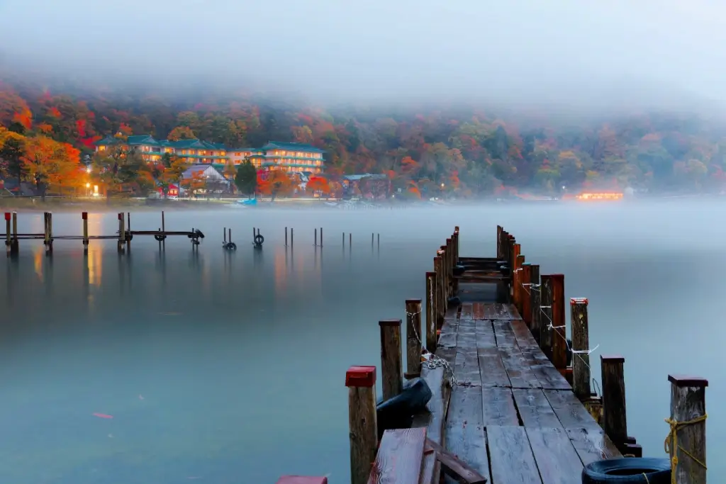 Lake Chuzenji on a cloudy day.