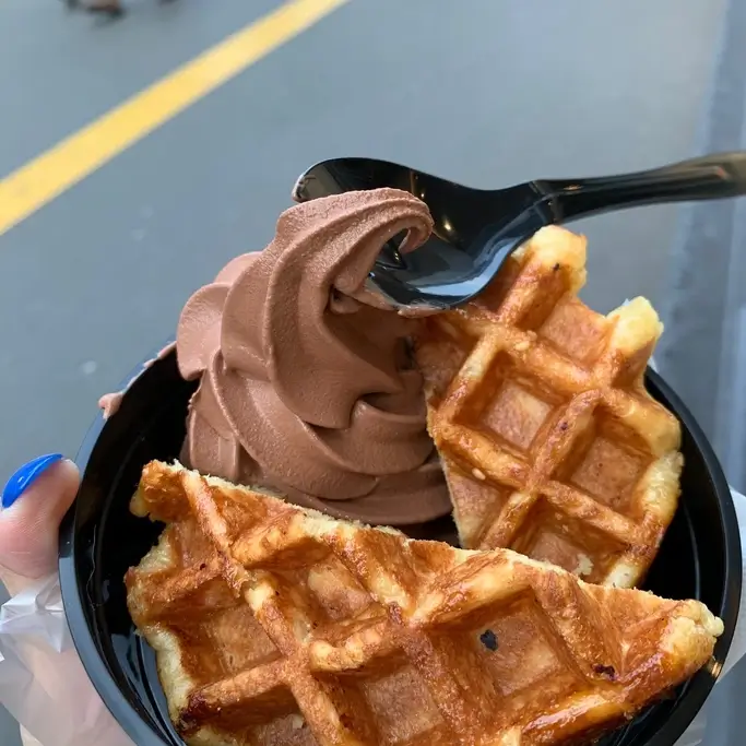 A waffle ice cream dessert from Mr. Waffle in Lumine.