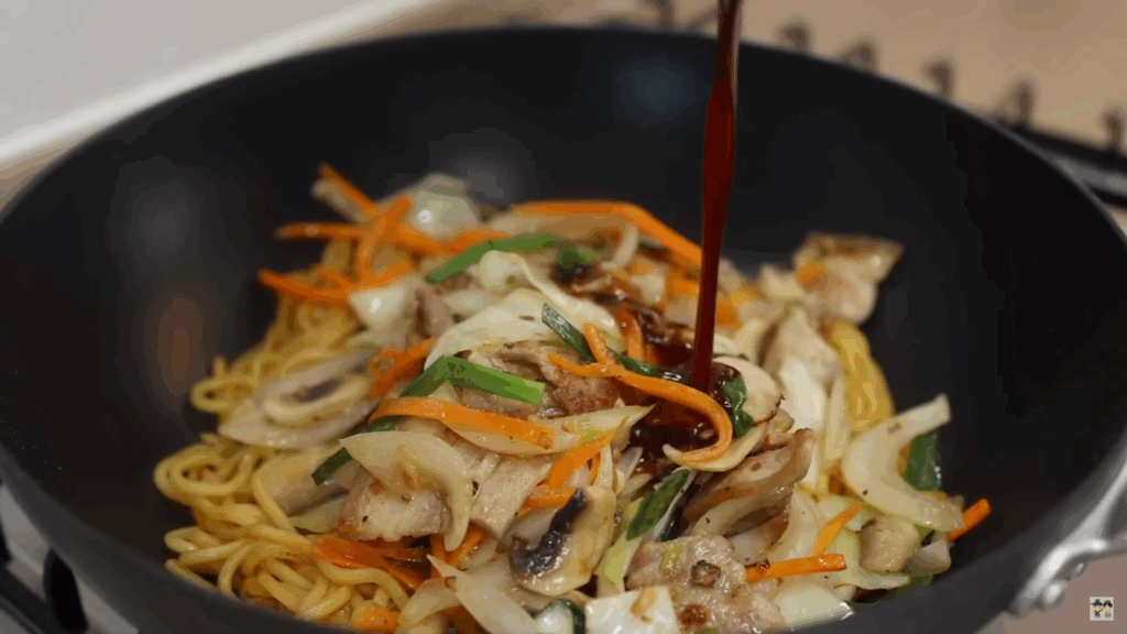 The final step in making Yakisoba