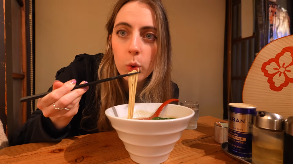 Seerasan trying tantanmen in Kyoto